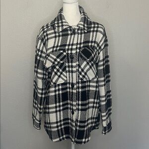 Autres Filles Plaid Shacket Black/White Size Small